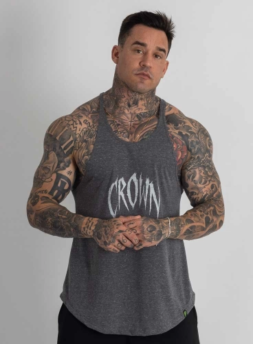 Produto Regata Cavada Crown Beast Mescla Black