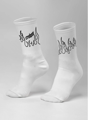 Meia Cano Alto Crown Training Branca Fire