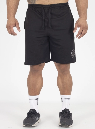 Bermuda Crown Trad Moletom Bodybuilding Bordada  Preto 