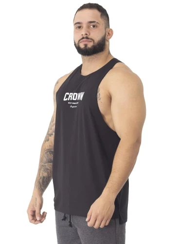 Regata Crown Corte Laser Bodybuilder Preto Regata Crown Corte Laser Bodybuilder Preto