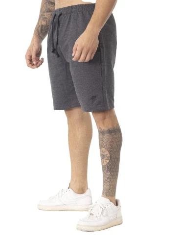 Bermuda Crown Moletom Tradicional Dark Bordada  Mescla Black 