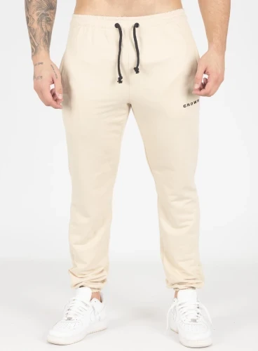 Calça Crown Training Moletom Slim Dark  Creme 