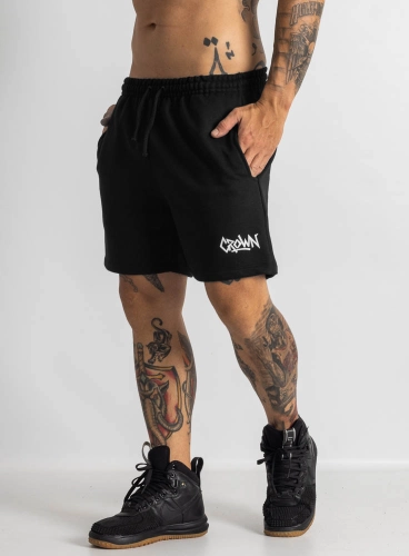Bermuda de Moletom Crown Curta Graffs Preta