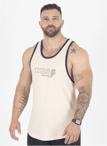 Regata Masculina Bege Bordada Crown Training Produto Regata Masculina Bege Bordada Crown Training