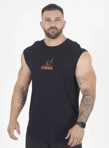 Regata Crown Japonesa Fire Preto Produto Regata Crown Japonesa Fire Preto