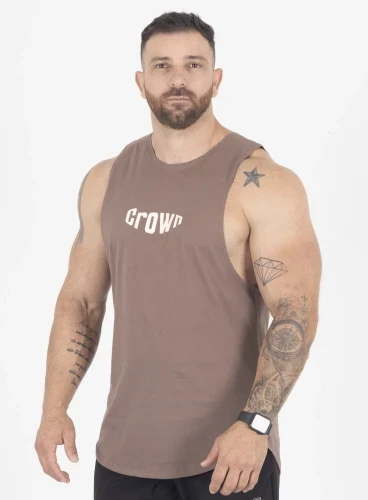 Regata Crown Tank Bubble Marrom Taupe Produto Regata Crown Tank Bubble Marrom Taupe