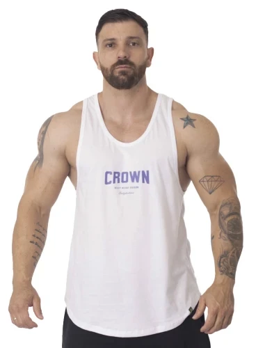 Regata Masculina Branca Bodybuilder Crown Training