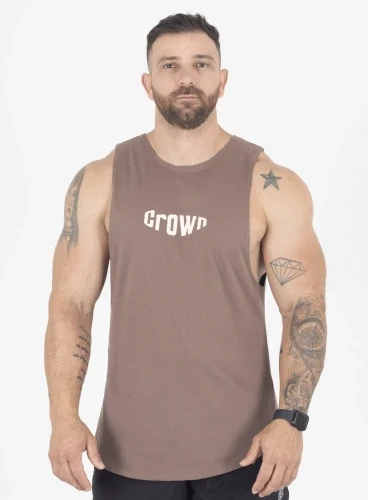 Regata Crown Tank Bubble Marrom Taupe Produto Regata Crown Tank Bubble Marrom Taupe