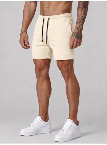 Bermuda Crown Moletom Curta Raio Bordada Creme Produto Bermuda Crown Moletom Curta Raio Bordada Creme