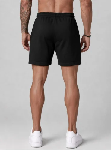 Produto Bermuda Moletom Curta Preta Raio Bordada Crown Training
