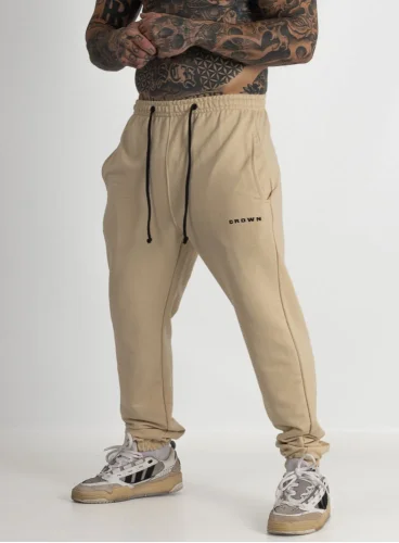 Calça Crown Training Moletom Slim Dark Creme Produto Calça Crown Training Moletom Slim Dark Creme