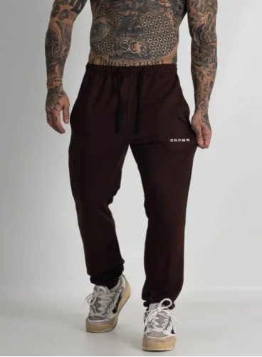 Calça Crown Training Moletom Slim Dark  Marrom 