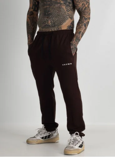 Calça Crown Training Moletom Slim Dark  Marrom 
