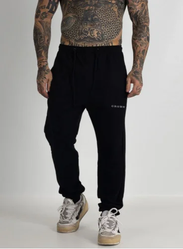 Calça Crown Training Moletom Slim Dark Preto