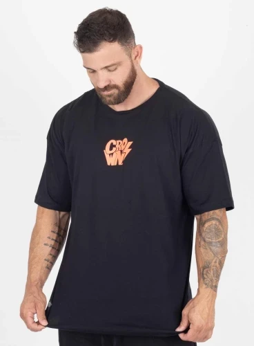 Camiseta Oversized Preta Shock Crown Training