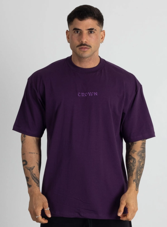 Camiseta Oversized Bordada Roxa Produto Camiseta Oversized Bordada Roxa