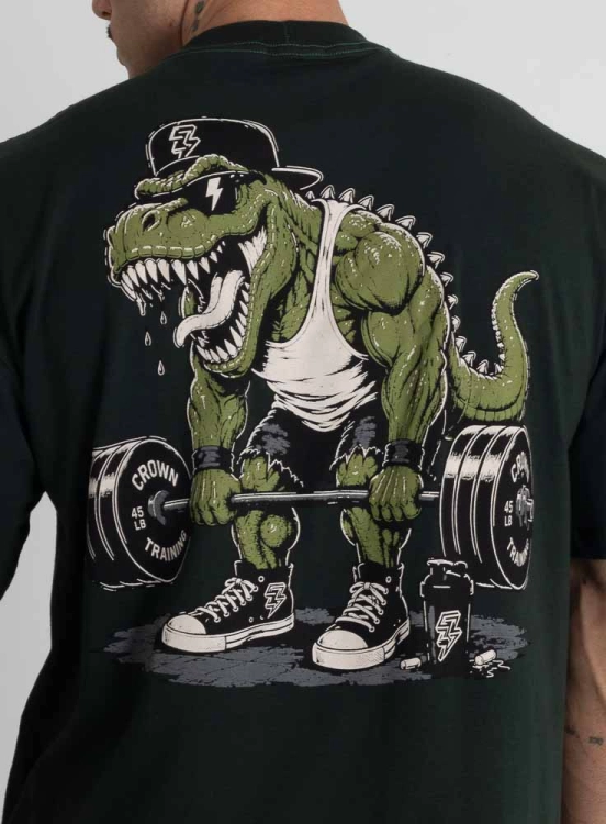 Camiseta Oversized Dino Verde Escuro Produto Camiseta Oversized Dino Verde Escuro