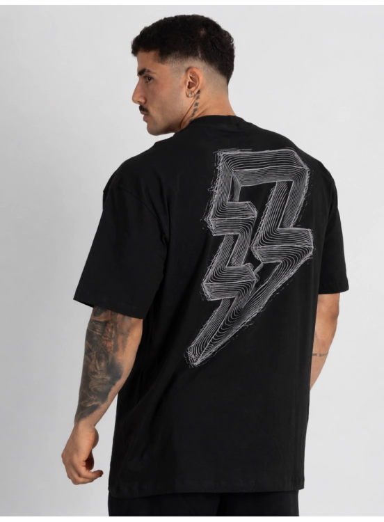 Camiseta Oversized Static Bolt Preta Produto Camiseta Oversized Static Bolt Preta