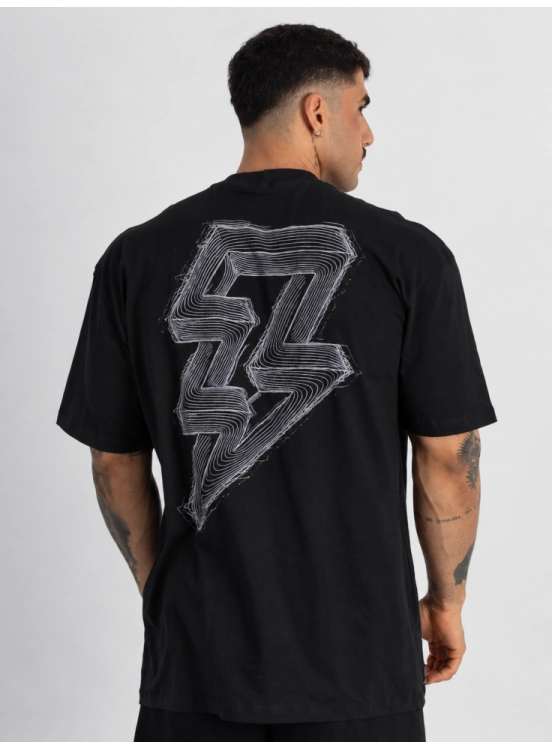 Camiseta Oversized Static Bolt Preta Produto Camiseta Oversized Static Bolt Preta