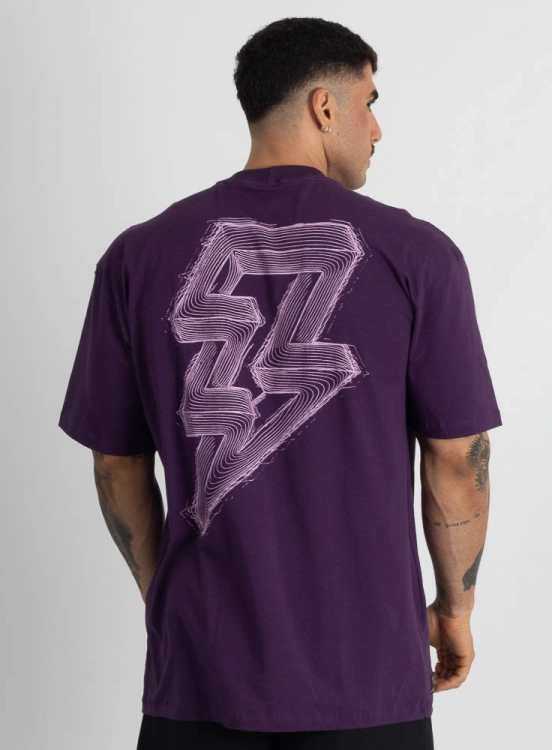 Camiseta Oversized Static Bolt Roxa Produto Camiseta Oversized Static Bolt Roxa