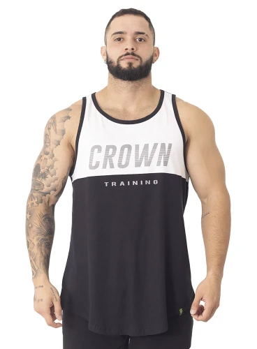 Regata Crown Training Long Preta e Branca Regata Crown Training Long Preta e Branca