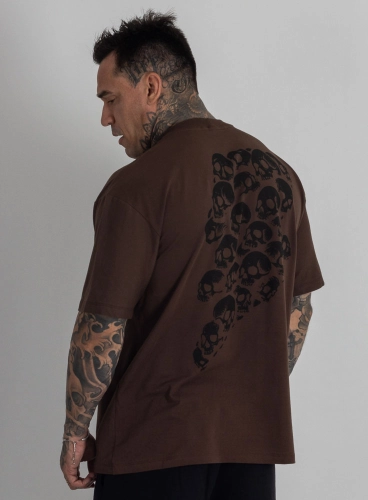 Camiseta Oversized Skull Marrom