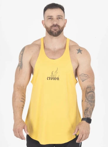 Regata Cavada Crown Fire Amarelo Produto Regata Cavada Crown Fire Amarelo