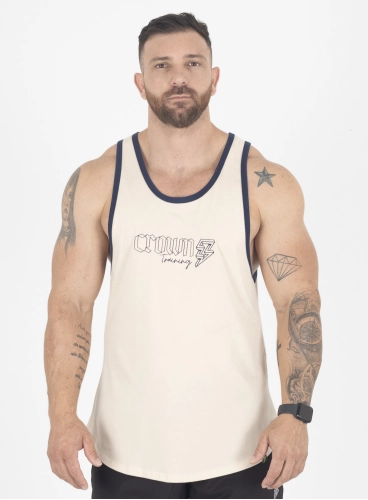 Regata Masculina Bege Bordada Crown Training Produto Regata Masculina Bege Bordada Crown Training