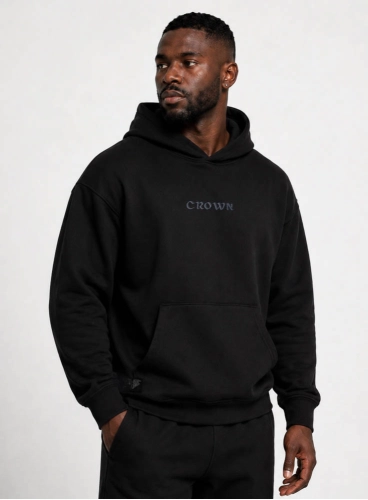 Moletom Crown Capuz Bordado Preto Moletom Crown Capuz Bordado Preto