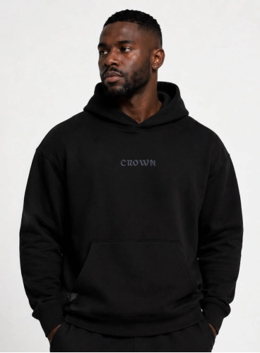Moletom Crown Capuz Bordado Preto