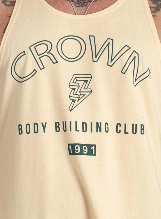 Regata Cavada Crown Bodybuilder Club Creme Produto Regata Cavada Crown Bodybuilder Club Creme