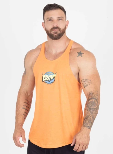 Produto Regata Cavada Crown Orbit Laranja Neon