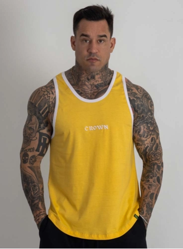 Regata Crown Tradicional Bordada Origin Amarelo